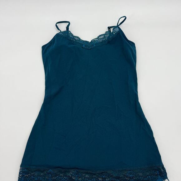 EXPRESS Lace Trim Bra Cami Tank Top Size M Teal Stretch Romantic Preppy Y2K - Picture 1 of 6